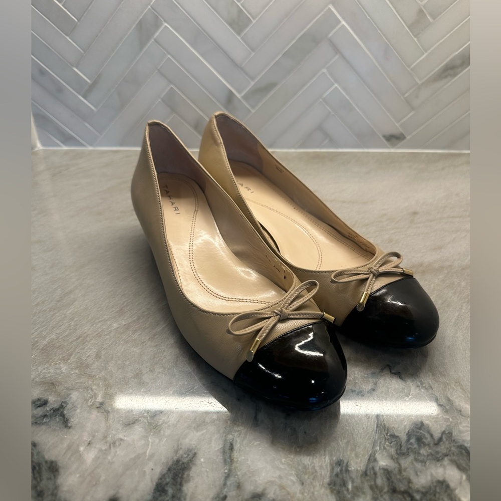 Tahari Beige and Black Flats
